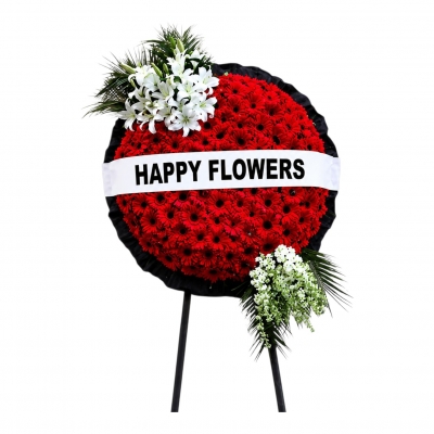 Beyaz Lilyum ve Kırmızı Gerbera Cenaze Çelenk