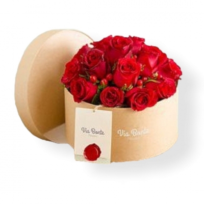 Yuvarlak Kutuda 13 Kırmızı Gül 