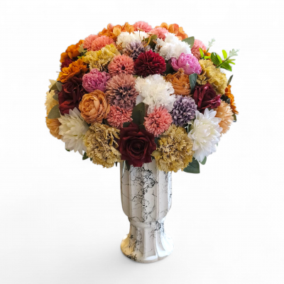 Seramik Kadehte Yapay Çiçek Aranjman