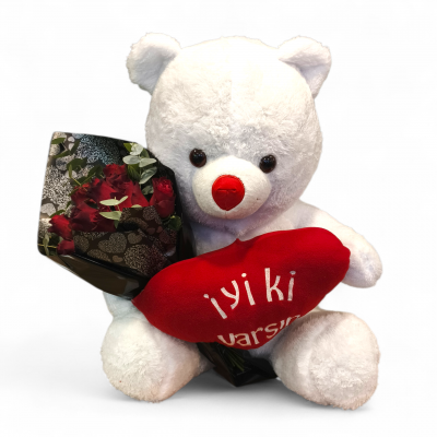 Peluş Ayıcık ve 11 Gül